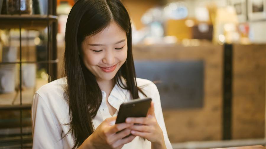 Happy Woman Texting Someone