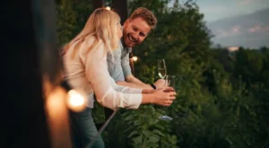 A relaxed person smiling before a date while building dating confidence